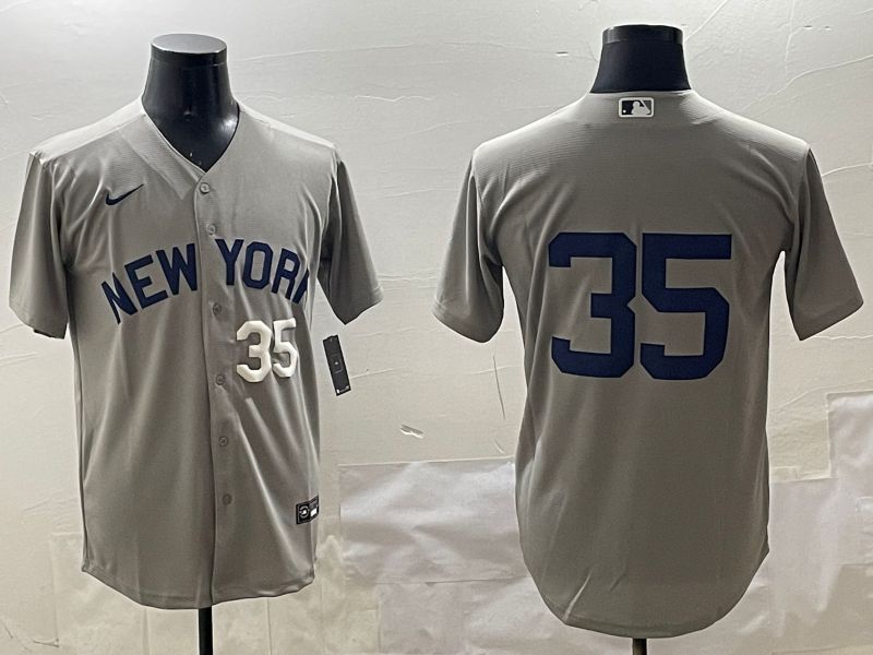 Men New York Yankees 35 No Name Grey Game 2025 Nike MLB Jersey style 3161